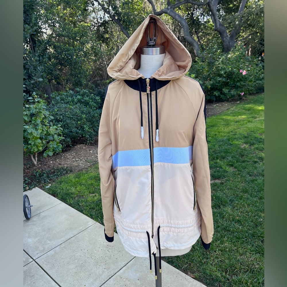 NWOT P.E. Nation "Man Up" full zip color block hooded windbreaker - size XS